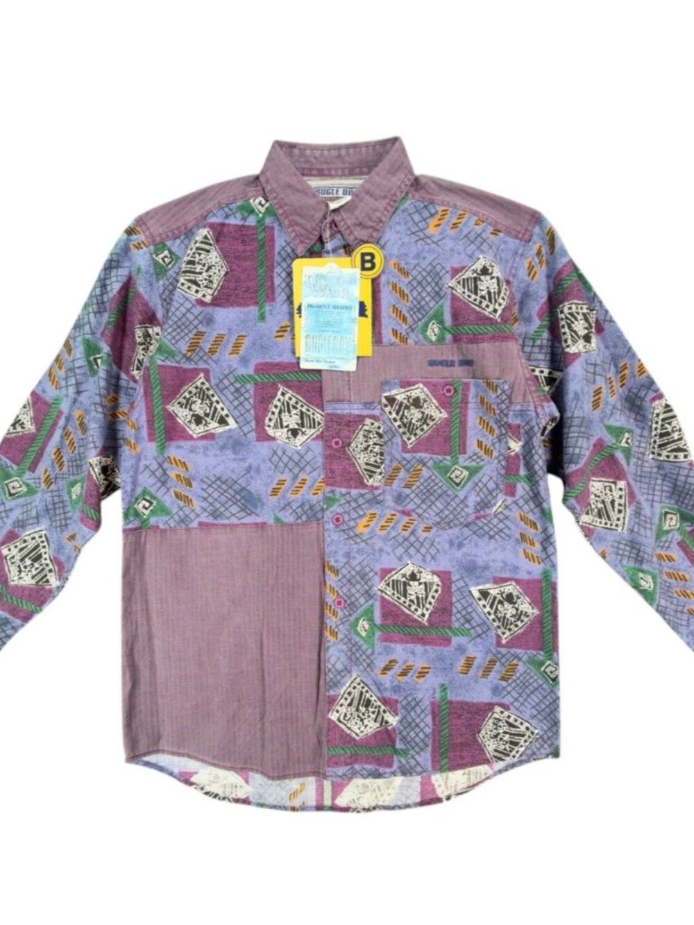 Bugle Boy Vintage 90s Shirt Boys Medium 12-14 Geometric Multicolor NWT NOS